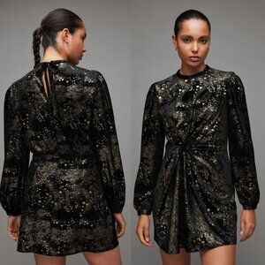 All Saints Star Printed Velvet Mini Dress